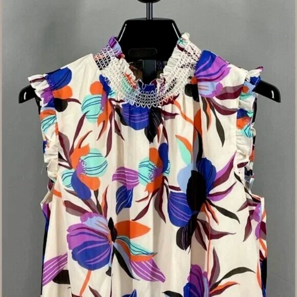 NEW J Crew Shirt Womens 2 purple floral blouse preppy colorful classic - Picture 2 of 11